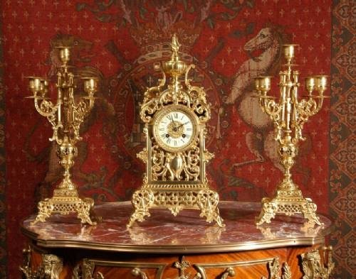 fig 1. Antique French Classical Clock Set, French - Circa 1880